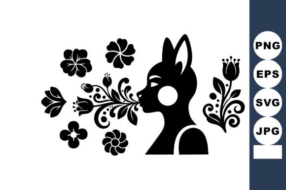 Artistic Silhouette of Girl with Floral Elements