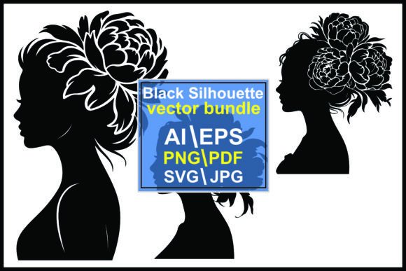 Beautiful Woman Silhouette with Flowers