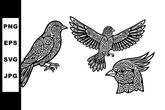 Bird Silhouette Tribal Pattern Set