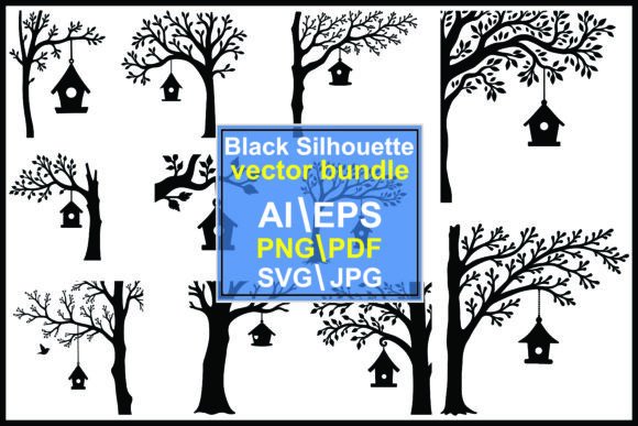 Birds & House Silhouette Vector