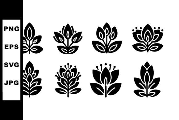 Black Floral Ornamental Vector Icons: Elevating Design with Elegant Symmetry