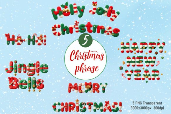 Christmas Phrase PNG Bundle: Festive Design