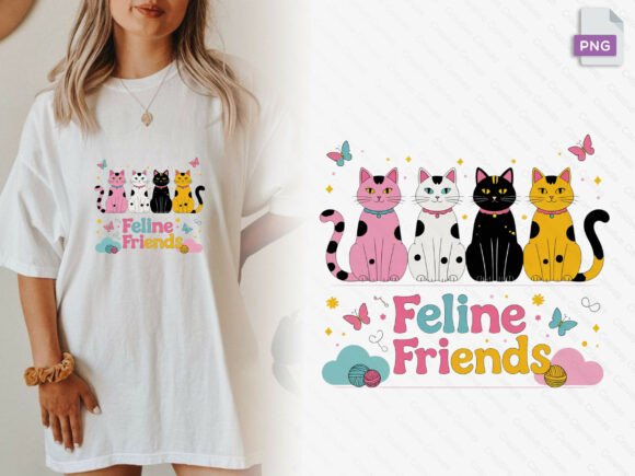 Colorful Spotted Feline Friends Cats Png: A Whimsical Design Resource
