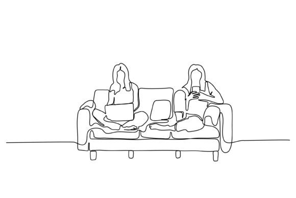 Continuous Line Design of Two Women