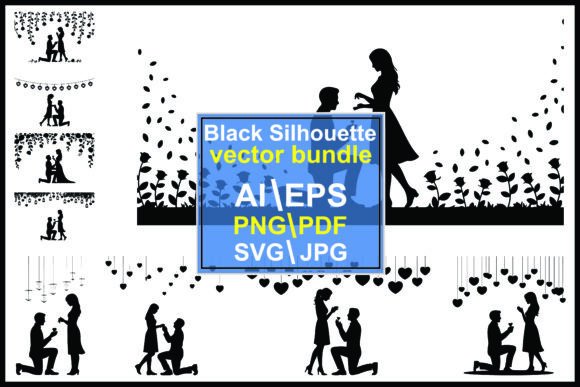 Couple Proposal Silhouette With Woman Vector
