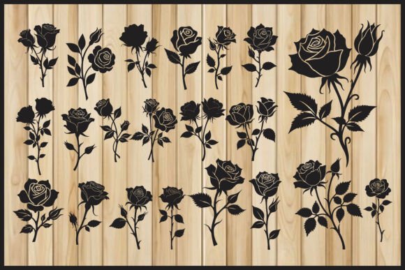 Elegant Rose Flower Silhouette Bundle: Elevate Your Creative Projects with Premium Floral Designs
