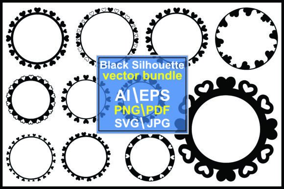 Elevate Your Design Projects with the Black Heart Circle Frames Collection