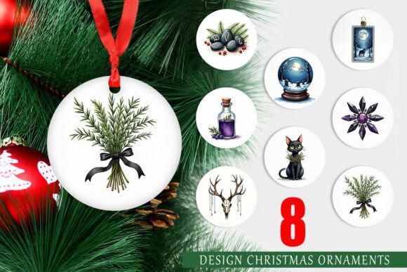 Elevate Your Holiday Decor with Mystical Macabre Yule Watercolor Ornaments