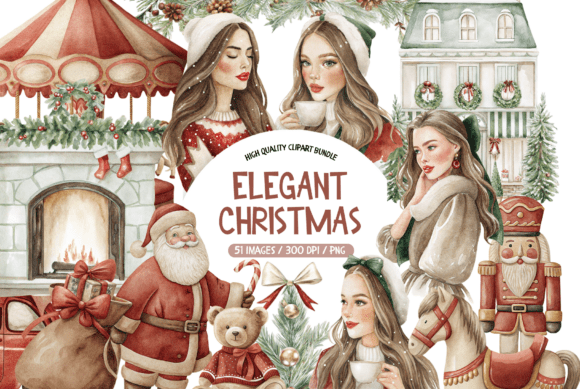 Elevate Your Holiday Designs with an Elegant Christmas Watercolor Clipart Set