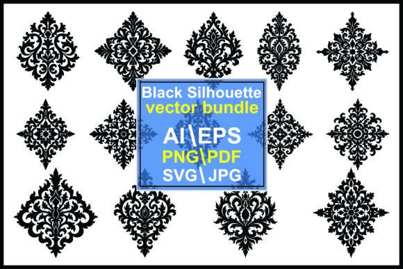 Floral Ornaments Silhouette Vector Set