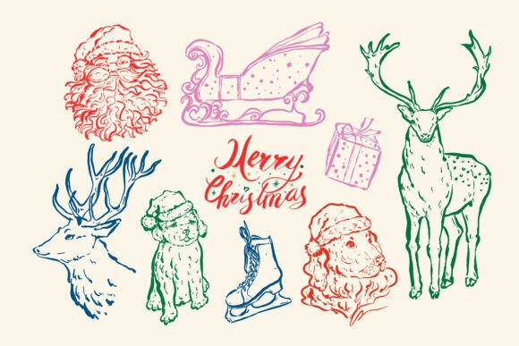 Hand Drawn Christmas Holiday Elements