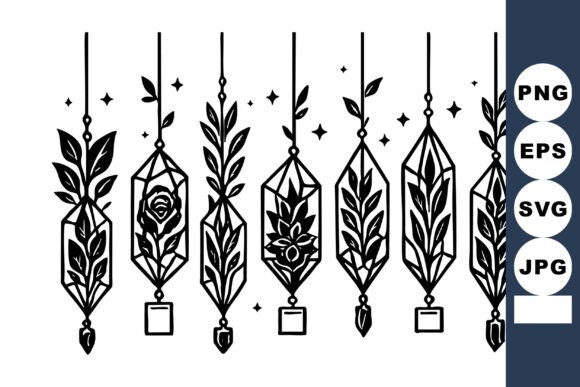 Hanging Geometric Terrarium Plants with Modern Vector Art for Creative Projects