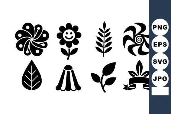 Integrating the Black Floral Icons Set with Leaves and D into Professional Design Workflows