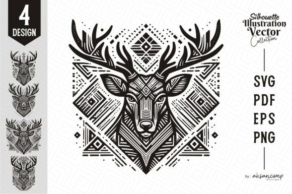 Mastering the Deer Head Woodcut Engraving Vector 1