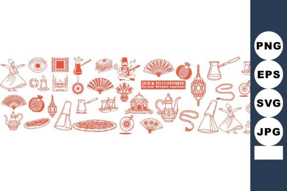 Monoline Middle Eastern Vector Set: Elevating Cultural Design with Elegant Line Art