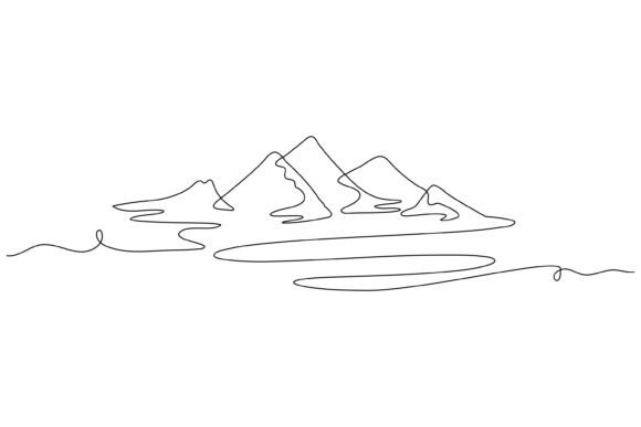 River & Mountain Line Art Design