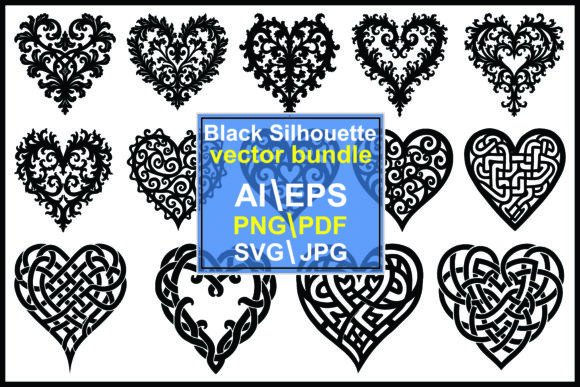 Silhouette Hearts Bundle: Intricate Vector Designs