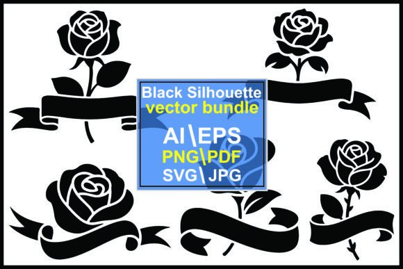 Silhouette Rose & Ribbon Graphics