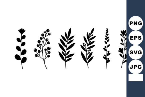 Silhouette Set of Six Different Botanica: Integrating Elegant Vector Assets into Professional Design Workflows
