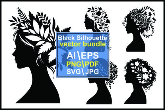 Silhouette Women Floral Hairstyles: A Versatile Design Resource for Modern Creators
