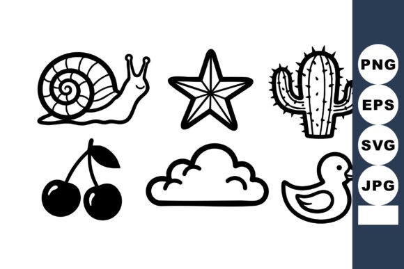 Snail Star Cactus Cherries Duck Icons