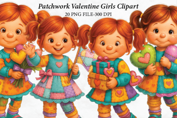 Strategic Branding with Patchwork Valentine Girls Clipart