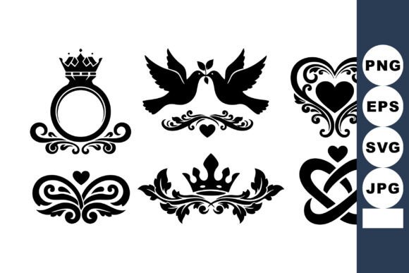 The Symbolism and Application of Romantic Vector Art Featuring Crowned Rings and Doves
