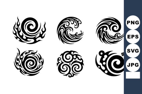 Tribal Swirl Patterns Vector in Black