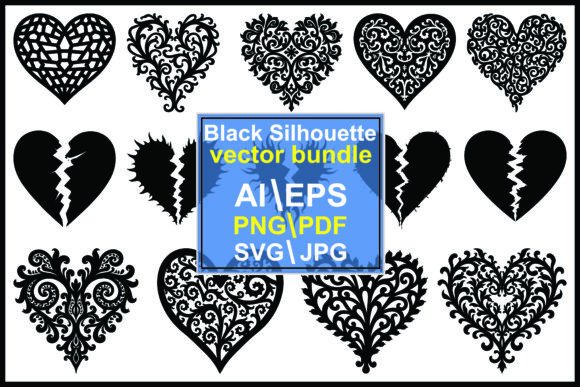 Unlocking Creative Potential: A Guide to Silhouette Heart Shape and Intricate Black Decorative Heart Vector Bundles
