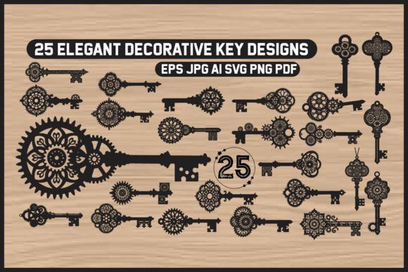 Unlocking Creative Potential with Ornate Vintage Key Silhouettes