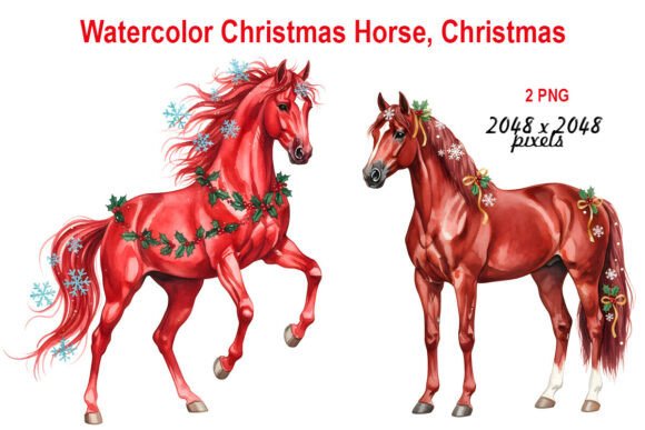 Watercolor Christmas Horse: A Versatile Asset for Holiday Design