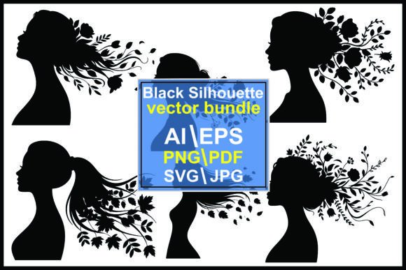 Woman with Flower in Her Hair: Elegant Silhouette Art